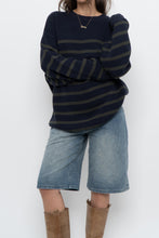 Load image into Gallery viewer, MODERN x TWIK Navy, Green Cotton-Blend Striped Knit Sweater (S-XL)