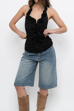 Load image into Gallery viewer, Vintage x Black Ruffled Cotton-Blend Halter (S-L)