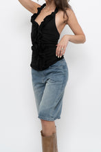 Load image into Gallery viewer, Vintage x Black Ruffled Cotton-Blend Halter (S-L)