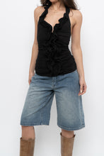 Load image into Gallery viewer, Vintage x Black Ruffled Cotton-Blend Halter (S-L)