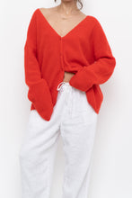 Load image into Gallery viewer, LA MAILLE SEZANE x Red Mohair Alpaca Knit Cardigan (S-XL)