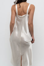 Load image into Gallery viewer, Vintage x Made in USA x Cream Lace Satin Midi Slip Dress (S, M)