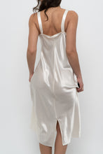 Load image into Gallery viewer, Vintage x Made in USA x Cream Lace Satin Midi Slip Dress (S, M)