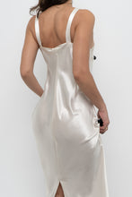 Load image into Gallery viewer, Vintage x Made in USA x Cream Lace Satin Midi Slip Dress (S, M)
