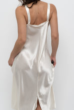 Load image into Gallery viewer, Vintage x Made in USA x Cream Lace Satin Midi Slip Dress (S, M)
