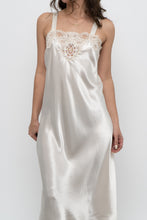 Load image into Gallery viewer, Vintage x Made in USA x Cream Lace Satin Midi Slip Dress (S, M)