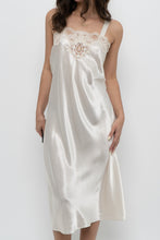 Load image into Gallery viewer, Vintage x Made in USA x Cream Lace Satin Midi Slip Dress (S, M)