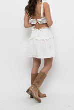 Load image into Gallery viewer, SABO LUXE x White Cotton Eyelette Cutout Mini Dress (S)