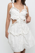 Load image into Gallery viewer, SABO LUXE x White Cotton Eyelette Cutout Mini Dress (S)