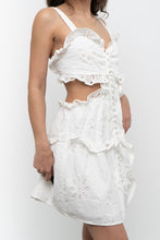 Load image into Gallery viewer, SABO LUXE x White Cotton Eyelette Cutout Mini Dress (S)