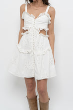 Load image into Gallery viewer, SABO LUXE x White Cotton Eyelette Cutout Mini Dress (S)