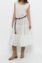 Load image into Gallery viewer, Vintage x Made in India x White Cotton Tiered Semi-sheer Maxi Dress (M, L)