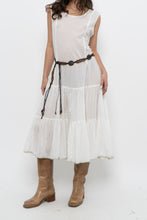 Load image into Gallery viewer, Vintage x Made in India x White Cotton Tiered Semi-sheer Maxi Dress (M, L)