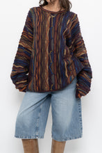 Load image into Gallery viewer, Vintage x CELLINNI Purple Raised Knit Cotton Oversized Sweater (S-XXL)