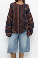 Load image into Gallery viewer, Vintage x CELLINNI Purple Raised Knit Cotton Oversized Sweater (S-XXL)