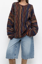 Load image into Gallery viewer, Vintage x CELLINNI Purple Raised Knit Cotton Oversized Sweater (S-XXL)