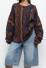Load image into Gallery viewer, Vintage x CELLINNI Purple Raised Knit Cotton Oversized Sweater (S-XXL)