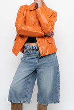 Load image into Gallery viewer, Vintage x NEW TREND Orange Leather Jacket (XS-S)