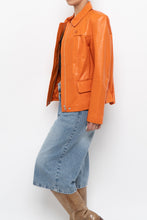 Load image into Gallery viewer, Vintage x NEW TREND Orange Leather Jacket (XS-S)