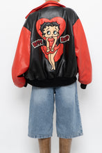 Load image into Gallery viewer, Vintage x BETTY BOOP Black Faux Leather Bomber (XS-M)
