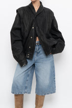 Load image into Gallery viewer, Vintage x Made in Canada x THE LEATHER RANCH Black Suede Croc Bomber (S-L)