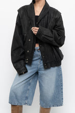 Load image into Gallery viewer, Vintage x Made in Canada x THE LEATHER RANCH Black Suede Croc Bomber (S-L)