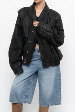 Load image into Gallery viewer, Vintage x Made in Canada x THE LEATHER RANCH Black Suede Croc Bomber (S-L)