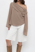 Load image into Gallery viewer, Vintage x Made in Canada x FRANK LYMAN Dark Beige Off-Shoulder Blouse (XS-M)