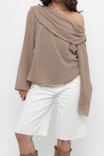 Load image into Gallery viewer, Vintage x Made in Canada x FRANK LYMAN Dark Beige Off-Shoulder Blouse (XS-M)