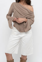 Load image into Gallery viewer, Vintage x Made in Canada x FRANK LYMAN Dark Beige Off-Shoulder Blouse (XS-M)