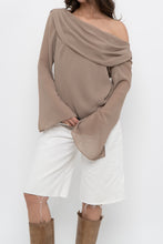Load image into Gallery viewer, Vintage x Made in Canada x FRANK LYMAN Dark Beige Off-Shoulder Blouse (XS-M)