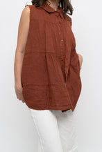 Load image into Gallery viewer, Vintage x Made in Italy x Dark Orange Linen Tiered Sleeveless Top (S, M)