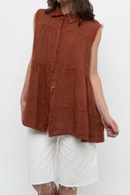 Load image into Gallery viewer, Vintage x Made in Italy x Dark Orange Linen Tiered Sleeveless Top (S, M)