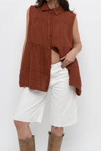 Load image into Gallery viewer, Vintage x Made in Italy x Dark Orange Linen Tiered Sleeveless Top (S, M)