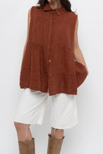 Load image into Gallery viewer, Vintage x Made in Italy x Dark Orange Linen Tiered Sleeveless Top (S, M)