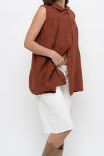 Load image into Gallery viewer, Vintage x Made in Italy x Dark Orange Linen Tiered Sleeveless Top (S, M)