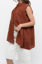 Load image into Gallery viewer, Vintage x Made in Italy x Dark Orange Linen Tiered Sleeveless Top (S, M)