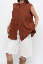 Load image into Gallery viewer, Vintage x Made in Italy x Dark Orange Linen Tiered Sleeveless Top (S, M)