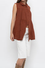 Load image into Gallery viewer, Vintage x Made in Italy x Dark Orange Linen Tiered Sleeveless Top (S, M)