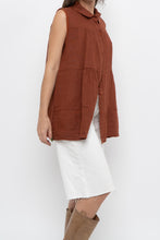 Load image into Gallery viewer, Vintage x Made in Italy x Dark Orange Linen Tiered Sleeveless Top (S, M)