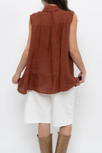 Load image into Gallery viewer, Vintage x Made in Italy x Dark Orange Linen Tiered Sleeveless Top (S, M)
