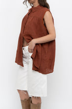 Load image into Gallery viewer, Vintage x Made in Italy x Dark Orange Linen Tiered Sleeveless Top (S, M)