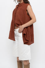 Load image into Gallery viewer, Vintage x Made in Italy x Dark Orange Linen Tiered Sleeveless Top (S, M)