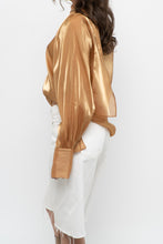 Load image into Gallery viewer, Vintage x Made in Italy x JOLEEN Gold Flowy Blouse (XS-M)