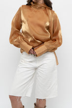 Load image into Gallery viewer, Vintage x Made in Italy x JOLEEN Gold Flowy Blouse (XS-M)
