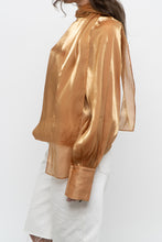 Load image into Gallery viewer, Vintage x Made in Italy x JOLEEN Gold Flowy Blouse (XS-M)