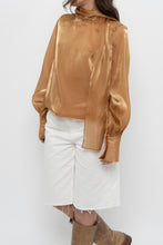 Load image into Gallery viewer, Vintage x Made in Italy x JOLEEN Gold Flowy Blouse (XS-M)