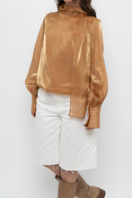 Load image into Gallery viewer, Vintage x Made in Italy x JOLEEN Gold Flowy Blouse (XS-M)
