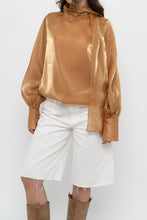 Load image into Gallery viewer, Vintage x Made in Italy x JOLEEN Gold Flowy Blouse (XS-M)