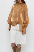 Load image into Gallery viewer, Vintage x Made in Italy x JOLEEN Gold Flowy Blouse (XS-M)